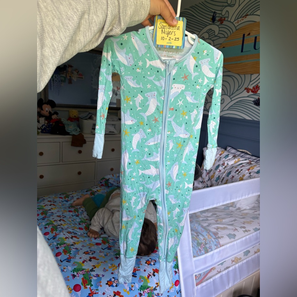 Little Sleepies Mint Shark Pajamas